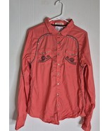 ROAR Signature Watermelon Red Snap Button Long Sleeve Western Shirt Wome... - $437.24 MXN