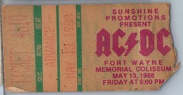 AC/DC Concert Ticket Stub May 13 1988 Fort Wayne Indiana - £19.77 GBP
