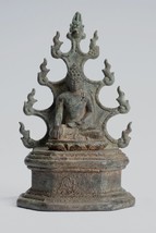 Antik Indonesische Stil Bronze Javanese Erleuchtung Buddha Figur - 14.5cm/15.2cm - £566.11 GBP