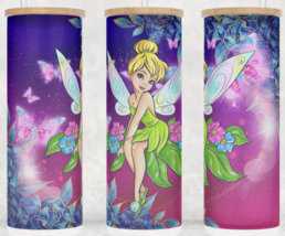 Frosted Glass Tinkerbell with Butterflies  Mug Cup Tumbler 25oz - £15.94 GBP