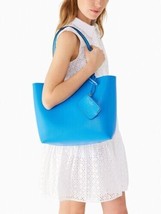 Kate Spade Ava Reversible Blue Leather Tote + Pouch Aquamarine K6052 NWT $359 FS - £78.27 GBP