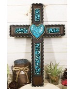 Rustic Southwestern Crushed Turquoise Gemstones with Sacred Heart Wall C... - €35,10 EUR