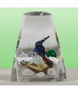 Vintage Mallard Duck In Clear Lucite Paperweight Hand Carved Seashells  - €15,98 EUR