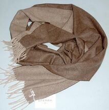 Sferra Ultrasoft Cashmere Brown Scarf Double Sided with Fringe 13x80" Ne... - $249.00