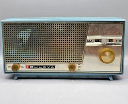 VTG Bulova Watch Co. AM-FM 8-Tube Radio Model 370, Dawn Blue - WORKING (... - $191.66