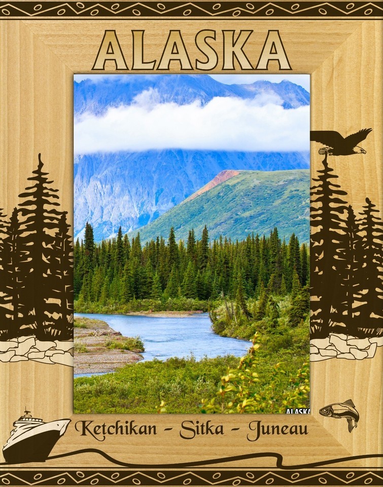 Alaska Ports Sitka Laser Engraved Wood Picture Frame Portrait (8 x 10) - $52.99