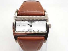 Nine West Watch Women&#39;s New Battery Silver Tone Brown Band 36mm - £15.92 GBP