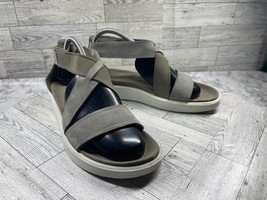 Ecco Sandals Women 41/ 10.5M Yuma Cross Strap Shoes Gray Nubuck Zip Comf... - $27.54