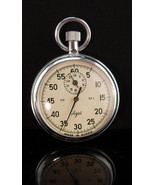 Vintage Agat Pocketwatch - SSR Soviet stop watch - silver steampunk - Co... - £115.90 GBP