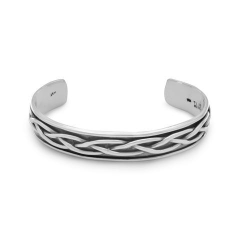 Men's Oxidized Sterling Silver Braided Cuff Bracelet - $189.99