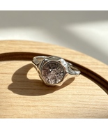 Natural Lodolite Phantom Quartz Sphere Hammered S925 Silver Adjustable Ring - $49.99