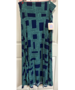 LULAROE XL Green Blue Check Floor Length Maxi Skirt NEW - $14.85