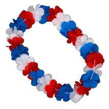 Hawaiian Flower Lei Necklace Red White and Blue - $7.12