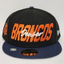 New Era 59Fifty NFL Denver Broncos On Field Hat Size 7 5/8 Fitted Cap Black Blue - £27.86 GBP