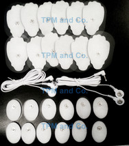 2 Electrode Lead CABLE(3.5mm)+12 LG,12 Sm Oval Pads For Pinook Massager Tens Ems - $33.45