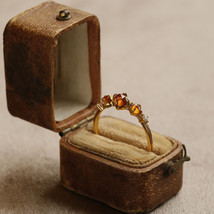 Garnet Ring Women&#39;s Copper Orange Vintage Gemstone Live Ring Fine Jewelry - $19.01