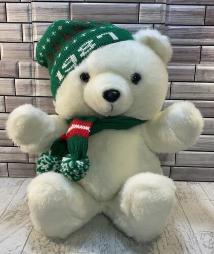 Primary image for Vintage 1987 Kmart Our Christmas Teddy Bear 19" Plush Toy Green Sweater Dan Dee