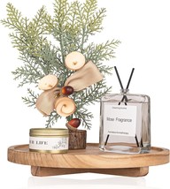 Round Decorative Tray Wood Bathroom Counter Organizer Farmhouse Kitchen,... - €36,68 EUR