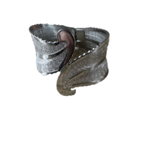 1928 Jewelry Silver Tone Hinged Cuff Bracelet Victorian Filigree Vintage... - $29.95