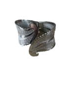 1928 Jewelry Silver Tone Hinged Cuff Bracelet Victorian Filigree Vintage... - $29.95