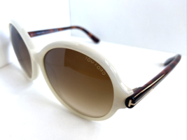 New Tom Ford Round 59mm White Tortoise Oversized Women&#39;s Sunglasses M - £150.27 GBP