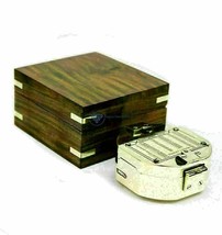 Nautical Brass Compass Stanley London Compass With Wooden Box gift new - $47.25