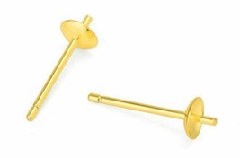 2/5 Pairs 925 Sterling Silver Gold Cup Earring Post + Push Back EARRING - £2.95 GBP+