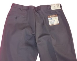 Haggar Dress Pants Pleated Classic Fit No Iron Grey Size 38x29 Expandabl... - $44.99