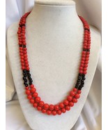 Karla Jordan red &amp; black glass beads two strand 19.5&quot; Necklace - £27.26 GBP