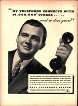 1938 Bell Telephone System Vintage Print Ad My Phone Connects with 19 Mi... - £19.20 GBP