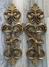 MCM Burwood Gold French Rococo Candlestick Holder 14” tall Wall Sconces ... - £28.70 GBP