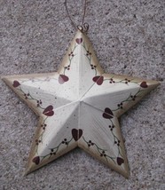  ST513 Metal Star Pip Berries and Burgundy Hearts - $2.50