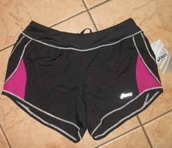 womens running shorts asics lines size small black nwt - $21.94