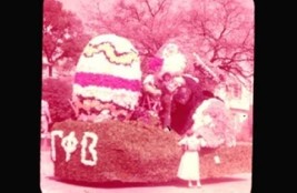 Students Working on a Gamma Phi Beta Parade Float Homemade Glass Slide - £15.77 GBP