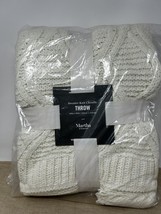 Martha Stewart Collection White Sweater Knit Chenille Throw 50x60in - £40.60 GBP