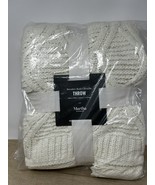 Martha Stewart Collection White Sweater Knit Chenille Throw 50x60in - $68.43 CAD