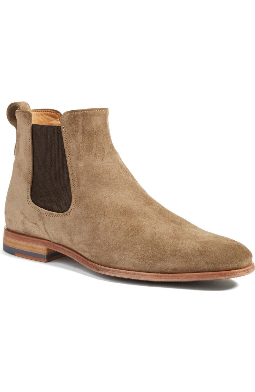 Handmade men Camel color Genuine suede ankle boots, Men real suede boots - $179.99
