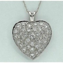 14k White Gold GP 1.5 CT Round Diamond Pave Set Openable Heart Pendant - £54.89 GBP