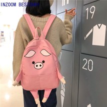 Cute Cat Canvas Backpack Women Backpafor Teenage Girls School Bag Fashion Black  - £31.31 GBP
