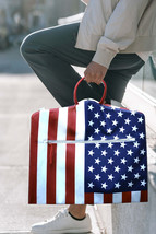 Leather Suit Carrier Garment Bag/Custom American Flag Carry-on Travel Suit Bag - £174.06 GBP