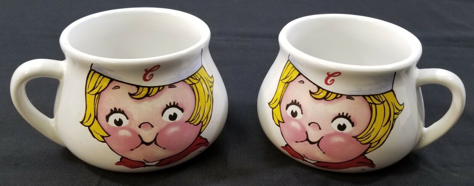 N) Set of 2 Vintage Campbells Soup Co Mugs Bowls Blonde Little Girl 1998 Harvest - $12.86