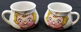 N) Set of 2 Vintage Campbells Soup Co Mugs Bowls Blonde Little Girl 1998 Harvest - £10.34 GBP