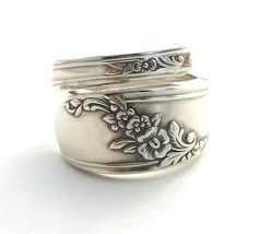 Queen Bess Spoon Ring Violets Size 8 9 10 11 12 Handmade Vtg Silverware Jewelry - £14.38 GBP