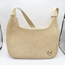 Etienne Aigner Vintage Basket Weave Ivory Leather Trim Top Handle Purse - $555.10 MXN