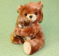 Vintage Russ Hugging Teddy Plush 10&quot; Momma &amp; Baby Bear Stuffed Animal #608/4912 - £12.78 GBP
