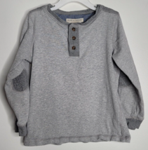 Hope &amp; Henry Kids Boys Shirt Small Gray Organic Cotton Long Sleeve Patch Elbows - £7.98 GBP