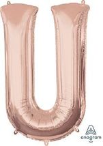 Anagram - 34&quot; Letter &#39;U&#39; Mylar Balloon - Rose Gold - $10.99