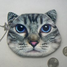 Gray Tabby Cat Face Coin Change Purse (BN-CHG104) - $6.00