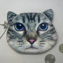 Gray Tabby Cat Face Coin Change Purse (BN-CHG104) - $8.21 CAD