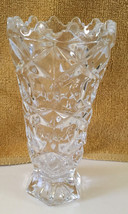 Vintage Antique Rare Clear Cut Glass Saw Tooth Edge Floral Vase - £79.00 GBP